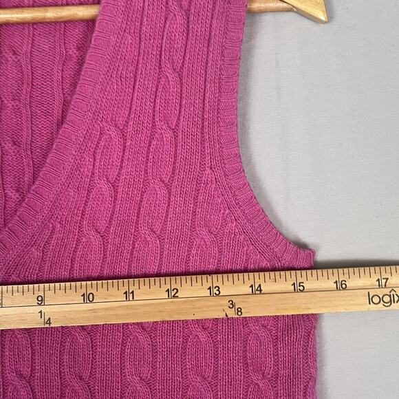 J Crew Pink CableKnit Sweater Vest Womens Small Merino Wool Preppy Schoolgirl - Picture 8 of 9